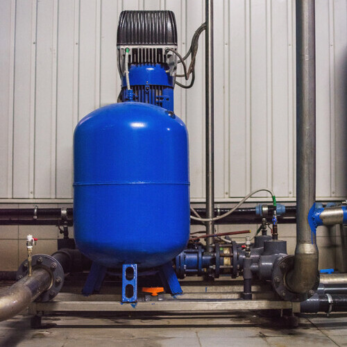 pressure tank in a utility room
