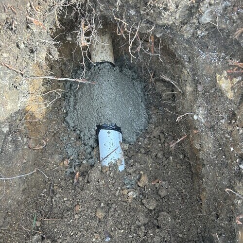 overhead view of a water line